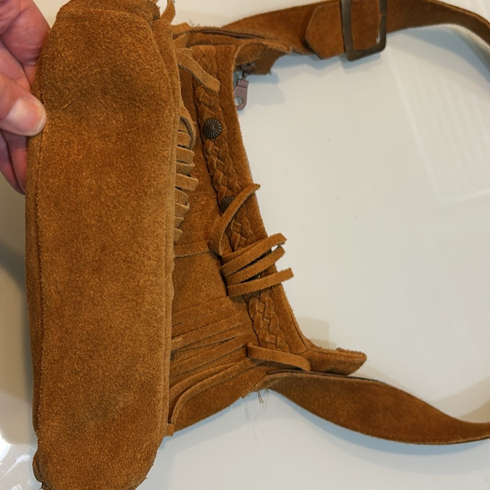 Vintage boho Minnetonka suede fringe shoulder bag purse - Picture 12 of 16